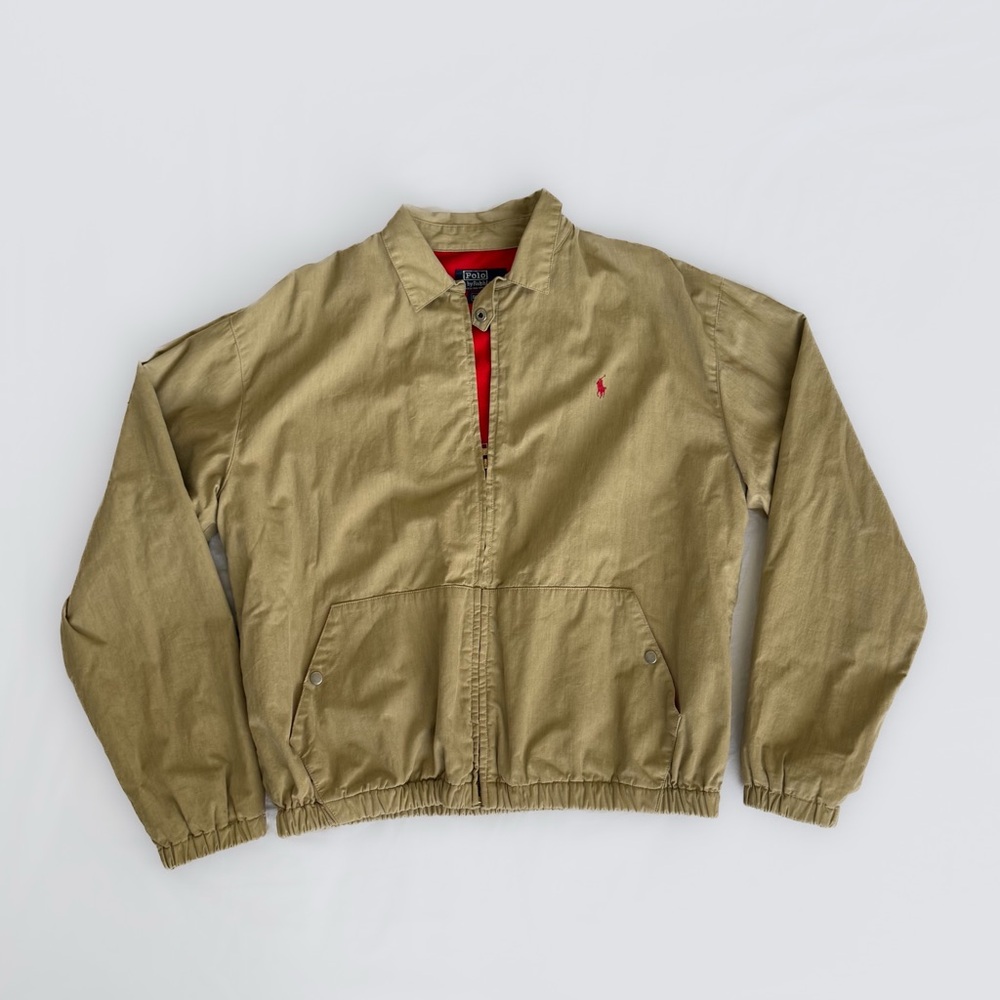 Polo by Ralph Lauren Tan and Red Varsity Bomber Jacket